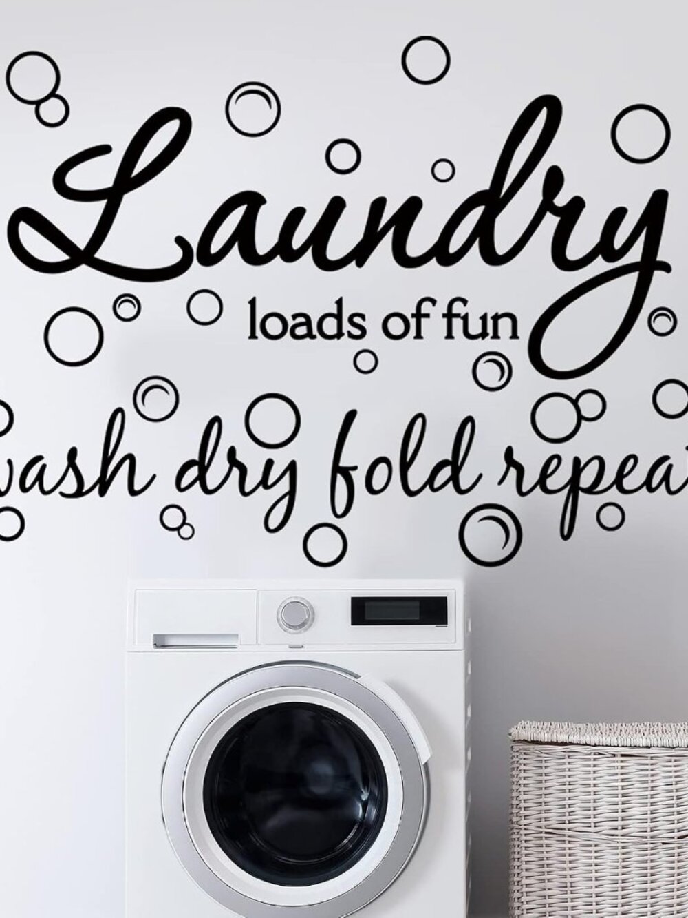 Laundry Room Wall Decals Wash Dry Fold Signs Black Wall Stickers